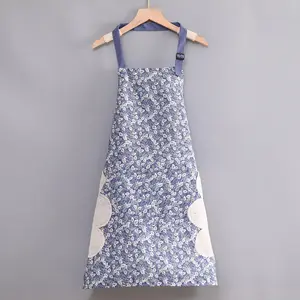 Customizable French Style Women Floral Apron For Women Cooking Female Adult