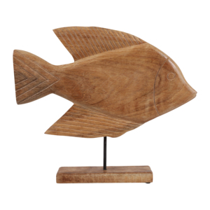 Statuetta di pesce in legno intagliata a mano, scultura in legno di mango per decorazioni per la casa, soggiorno, ufficio, scrivania. - Product Image 4