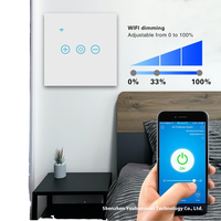 Interrupteur tactile intelligent à commande vocale et variateur de lumière, norme européenne, en plastique, pour éclairage LED, vente en gros, commerce extérieur