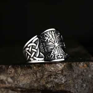 Bague pour homme en acier inoxydable, plaqué argent antique, motif croix, style punk, cadeau de bijoux - Product Image 2