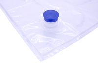 Sac en plastique transparent personnalisé de qualité alimentaire avec bouchon bleu pour le stockage et l'emballage commercial d'eau, de jus et d'huile comestible