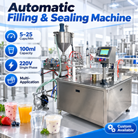 Machine de remplissage et de scellage automatique de liquides, 5-25 gobelets par minute, capacité de 100 ml, 220 V, pour crème glacée, jus, yaourt, eau pure