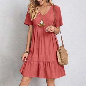 Abiti Casual da <span class=keywords><strong>Donna</strong></span> Eleganti con Vita Morbida e Maniche Corte per l'Estate DS541001 - Product Image 5