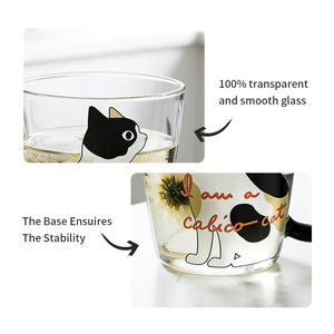 Copo de Vidro Transparente com Design Criativo de Gato Japonês com Boca Aberta, Resistente ao Calor e ao Frio, Seguro para Alimentos, Portátil, para Uso em Festas, para Leite - Product Image 6