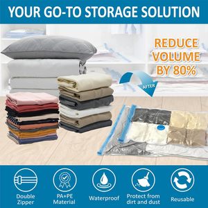 Lot de 20 sacs de rangement sous vide, sacs de compression pour économiser de l'espace, pour couettes et couvertures, scellant pour vêtements, rangement avec pompe manuelle - Product Image 2