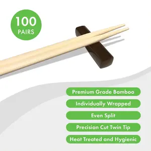 Ramah lingkungan grosir harga rendah bambu alami kustom Logo dicetak kertas dibungkus sumpit bambu sekali pakai