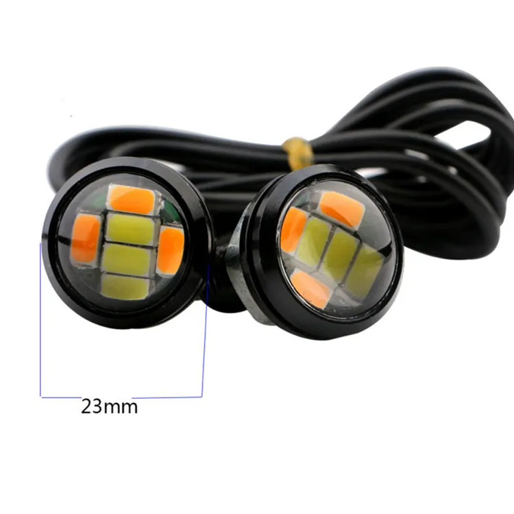 Amber 5630 6SMD DRL LED 23Mm Lampu Warna Ganda 5W Eagle Eye DC12V