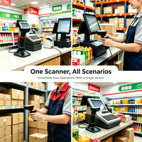 Escáner de Código de Barras Inalámbrico 2D 1D, Pistola de Escaneo, Lector de Códigos QR con Cable USB, para Tiendas, Supermercados, Almacenes, Inventario