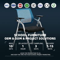 Chaise de séminaire ergonomique en maille respirante avec accoudoirs, base chromée, siège portable en métal pour formation, durable, orange - Prix de gros