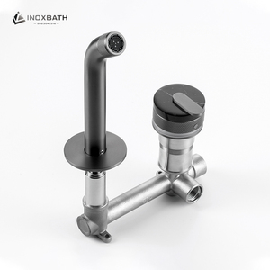 Robinet de lavabo mural en acier inoxydable 304 avec bec en jade à deux trous, finition gunmetal - Product Image 4