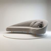 Sofá de tela ordic, moderno minimalista rosa con forma de media luna para sala de estar