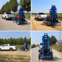 Mini-foreuse de puits d'eau tractée, profondeur 150m-200m, machine de forage portable avec pompe à boue, garantie 1 an