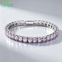 Bracelet tennis en zircon lavande 5 mm en acier inoxydable