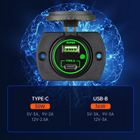 Chargeur de voiture double port USB + Type-C modifié 30W+36W, charge rapide, avec couvercle étanche, adaptateur de chargeur de voiture