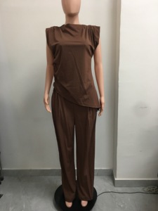 Conjunto de 2 Piezas para Mujer, Top Casual que Define la Cintura y Pantalones, a la Moda - Product Image 6