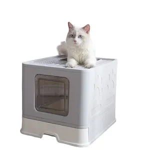 Новейший дизайн, складной туалет для кошек с лопаткой для кошачьего песка, быстро складывающийся, легко носить с собой, входной наполнитель для кошачьего туалета
