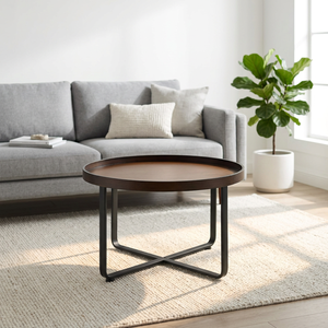 AK Brass Decorative Metal Coffee <b>Table</b> <b>Black</b> Metal Frame With Wooden Top Modern Coffee <b>Table</b> For Home Decor/ Hotel Decor - Product Image 1