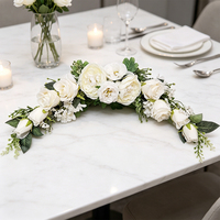 Arche de fleurs artificielles de luxe pour mariage, composition florale de roses blanches pour toile de fond de mariage et décoration de fête