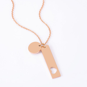 <span class=keywords><strong>Collana</strong></span> in Acciaio Inossidabile <span class=keywords><strong>con</strong></span> Piccolo Cerchio a Cuore Traforato, Etichetta Vuota per Incisione Laser, Logo e Stampa a Colori - Product Image 4