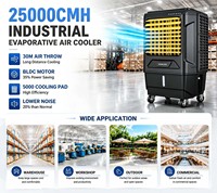 Enfriador de Aire Evaporativo Industrial Portátil de Alta Resistencia OEM 25000cmh, Ventilador de Pie con Agua para Fábrica, Enfriador de Aire para Desierto con Alcance de Aire de 30m
