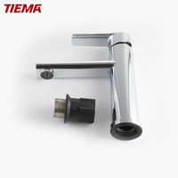 Robinet de lavabo thermostatique moderne monotrou en acier inoxydable chromé avec capteur sans contact et poignée unique