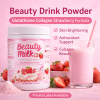OEM Bebida de Leche de Belleza con Glutatión y Fresa en Polvo, Colágeno, Vitamina C, Antioxidante, Suplemento para Aclarar la Piel, Marca Privada
