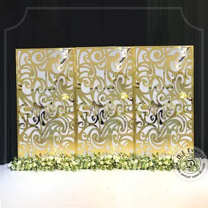 Wedding design stainless steel metal stage backdrop flower for wedding