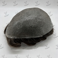 Système capillaire pour hommes NG 0.02mm Skin Vloop durable, base en PU ultra-fine 8x10, ligne de cheveux V-loopée, dos à nœuds simples