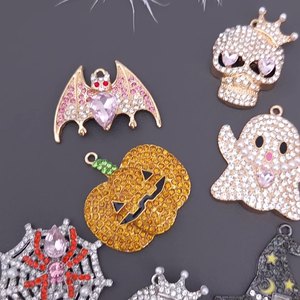 Accesorios DIY <span class=keywords><strong>de</strong></span> Halloween con diseño <span class=keywords><strong>de</strong></span> cabeza <span class=keywords><strong>de</strong></span> fantasma, calabaza, sombrero <span class=keywords><strong>de</strong></span> bruja y murciélago para sandalias <span class=keywords><strong>de</strong></span> mujer, decoración <span class=keywords><strong>de</strong></span> zapatos, dijes y colgantes para collares - Product Image 3