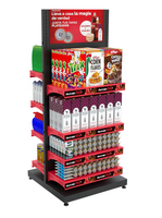 Étagère de présentation gondole double face personnalisée légère en métal pour magasin de proximité, pharmacie, écologique