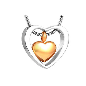 Stainless steel dipersonalisasi double heart rose <span class=keywords><strong>gold</strong></span> orang yang dicintai dengan abu peliharaan liontin kremasi kalung - Product Image 2