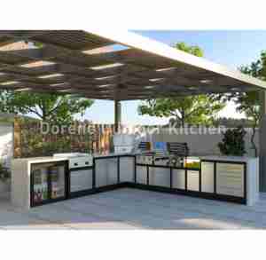 Cucina esterna modulare personalizzata con porte in acciaio inossidabile, <span class=keywords><strong>isola</strong></span> del barbecue incorporata e barra annessa per cucina Patio e giardino - Product Image 6