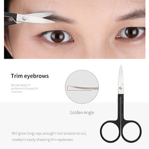 ชุดปากคีบคิ้วสเตนเลสสตีลความแม่นยำสูง2ชิ้นเครื่องมือความงามประจำวันพร้อมกรรไกรโค้งเคสหนังสำหรับถอนขนคิ้ว - Product Image 5