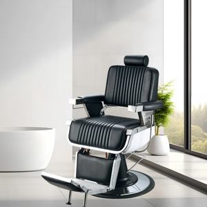 Chaises de barbier de haute qualité à hauteur de siège réglable, plaque de placage, chaise de salon de coiffure, vente en gros, personnalisable, noir moderne - Product Image 2