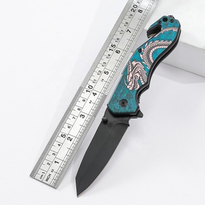 Couteau de sécurité multifonctionnel Spanto Blade Flipper Open avec motif de dragon chinois, impression UV, poignée phosphorescente, coupe-ceinture - Product Image 4