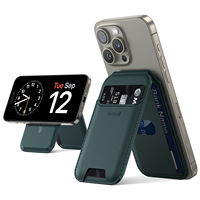 Lamicall STRW01 Cartera Magnética de Cuero PU para Teléfono Móvil con Soporte Ajustable de 360 Grados, Funda Delgada para Tarjetas y Soporte Plegable