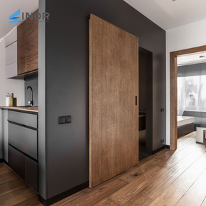 Puerta de madera maciza con acabado gris y sistema oculto antideslizante para cocina, estudio, armario, habitación, puerta corredera interior oculta. - Product Image 6