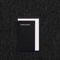 Carte de service après-vente personnalisée pliée, gaufrage, options papier offset et papier kraft, couverture noire, logo de marque pour emballage de vêtements