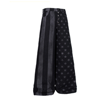 Nouveau pantalon en jean jacquard délavé style RO, coupe ample et large, motif drapeau étoilé, style streetwear américain haut de gamme