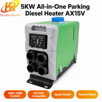 Chauffage diesel de stationnement haut de gamme OkyRie AX515V 5KW à quatre sorties, certifié CE ROHS, chauffage sûr pour camions longue portée, camping-cars et caravanes