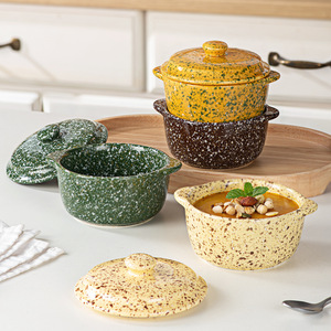 Ensemble de 4 pièces : Plat à ragoût en céramique, Plat de cuisson, Ensemble de couvercles, Bol vapeur pour <span class=keywords><strong>double</strong></span> cuiseur, Bol de cuisson pour œufs et friture à air, compatible cuisinière à <span class=keywords><strong>gaz</strong></span> - Product Image 5
