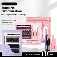 Kit de faux cils en fibres synthétiques segmentées Duomao DIY, best-seller transfrontalier, avec adhésif double-tête haute capacité
