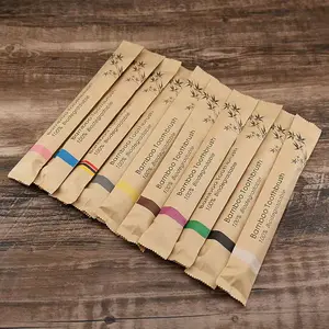 Biodegradável Natural Descartável Logotipo Personalizado Cuidados Orais creme de dientes Adulto Bulk Wooden Atacado Bamboo Toothbrush