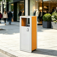 Poubelle de rangement en acier galvanisé et WPC, écologique, recyclable, 48L, pour usage commercial et public en extérieur