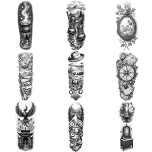 Tatuajes Temporales Realistas con Diseño Floral Vintage y <span class=keywords><strong>de</strong></span> Velas para Tocador, Arte Corporal para Mujeres (Muslos), Hombres (Brazos, Piernas, Mangas) - Product Image 1