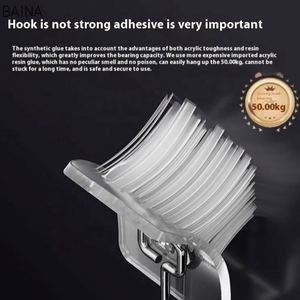 Grand crochet adhésif transparent sans perçage pour cuisine et salle de bain, fixation murale à ventouse, porte-manteau robuste à forte capacité de charge - Product Image 2