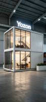 Bâtiment modulaire en conteneurs à 2 étages, maison préfabriquée portable avec escalier extérieur pour poste de garde, boutique, studio, hébergement