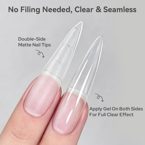 238 faux ongles mats givrés à couverture complète, sans ponçage, avec ligne de guidage, en acrylique, pour manucure, vente en gros pour salons - Product Image 4