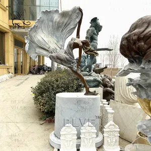 BLVE Jardim Metal Figura de bronze Estátua em tamanho real Escultura de menina de bronze dançando ao vento em estoque