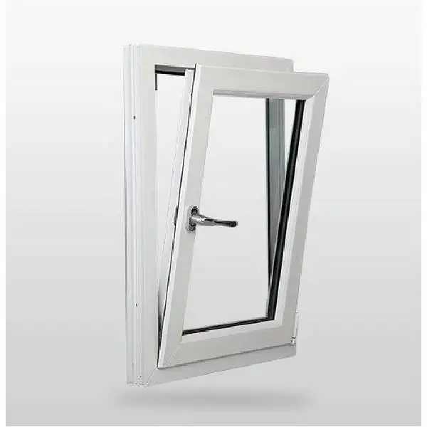Harga rendah panas terisolasi vertikal Upvc Tilt mengubah jendela kaca ganda vinil jendela untuk apartemen